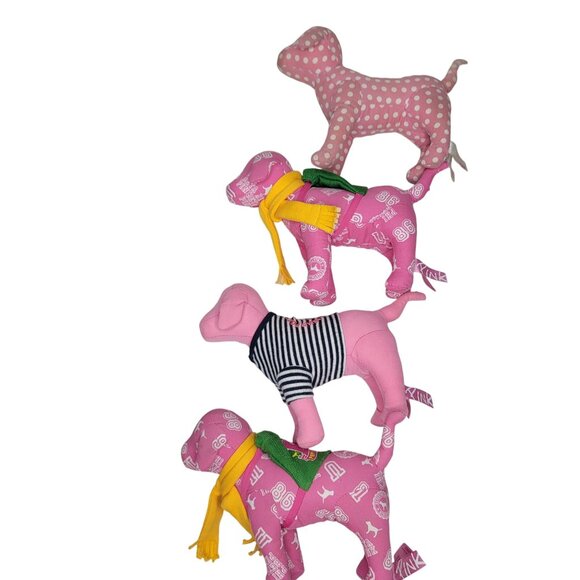 Victoria's Secret Pink Dog Plush Lot Of 4 Collectible Stuffed Animals Polka Dot - Picture 2 of 13
